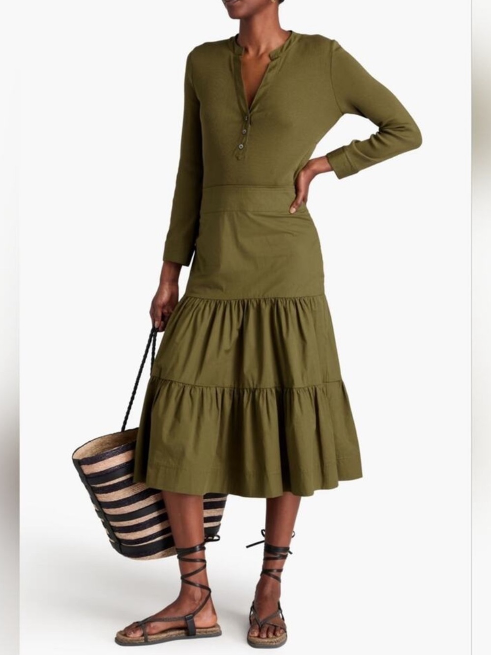 Veronica Beard Peralta Midi Dress Green Small